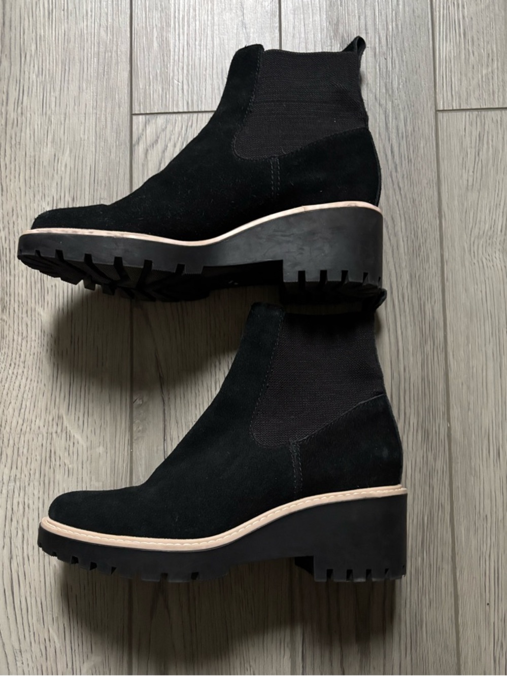 Dolce Vita Black Suede Chelsea Platform Booties